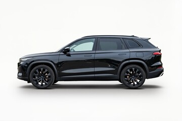 Naklejka premium Black SUV car isolated on a white background. Side view