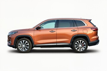 Naklejka premium Orange brown SUV car isolated on a white background. Side view