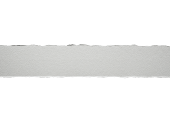 Pristine horizontal transparent fine-textured watercolor paper with natural torn top edge, on transparent studio background, flat lay, soft overhead light, clean minimalist template concept.