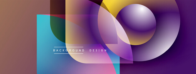 Abstract geometric shapes overlap. Vibrant colors blend, creating modern design. Text reads background design. Smooth gradients dominate composition.