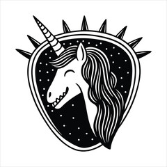 A unicorn tooth with a rainbow mane and sparkly