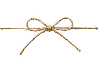Jute rope bow knot against backdrop natural fiber string