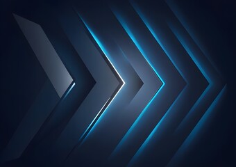 Abstract dark background featuring multiple forward pointing arrows with blue glowing edges design element