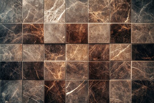 Textured stone tile wall in earth tones. Neural network AI generated