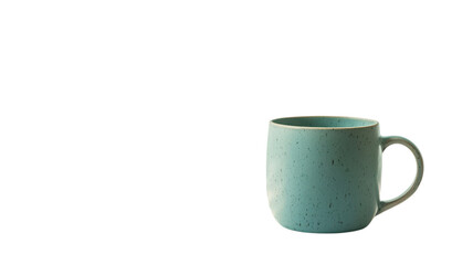 Obraz premium A soft blue ceramic mug rests quietly on a surface, elegantly showcasing its speckled design in the natural light