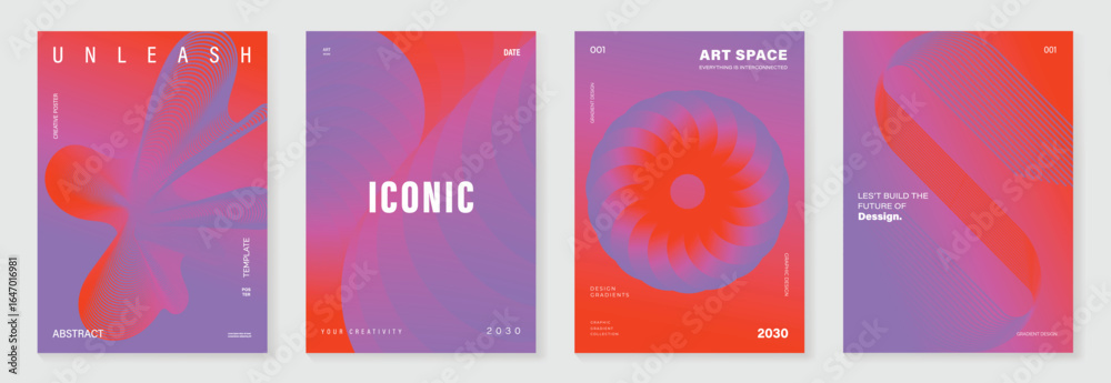Canvas Prints modern gradient poster background vector set. minimalist cover template with vibrant perspective geo