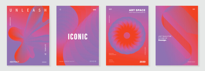 Modern gradient poster background vector set. Minimalist cover template with vibrant perspective geometric shapes different. Ideal design for social media, cover, banner, flyer. © TWINS DESIGN STUDIO