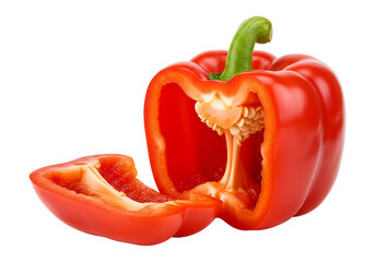 Halved red bell pepper fresh culinary ingredient for healthy eating