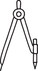 Continuous line drawing of a compass tool vector illustration