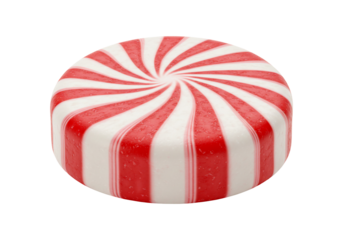 Refreshing peppermint candy with red and white stripes isolated on white