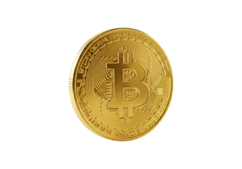 Gold coin depicting virtual currency for finance investments and new technologies