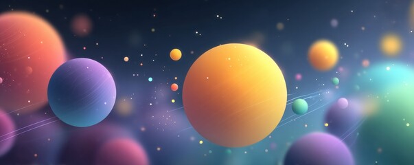 Abstract depiction of vibrant spheres in a cosmic gradient environment