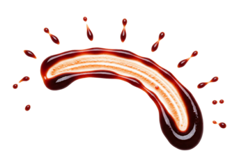 Rich red sauce smear with droplets on transparent background culinary food photography