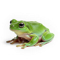 Obraz premium A green tree frog, isolated on a white background
