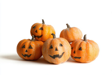 Playful group of jack o lanterns with cheerful expressions