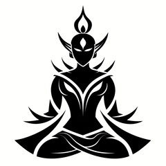 Divine Symmetry vector clean black silhouette design white background