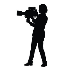 Person holding professional video camera silhouette