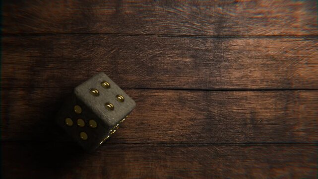 Realistic stone fantasy game dice animation showing all possible rolls from 1 to 6