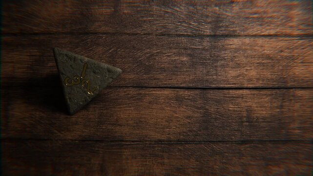 Realistic stone fantasy game dice animation showing all possible rolls from 1 to 4