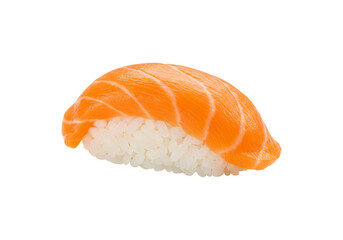 Salmon nigiri sushi piece close up isolated food