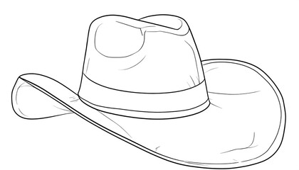 Line Art Illustration of a Classic Cowboy Hat with Detailed Brim and Crown