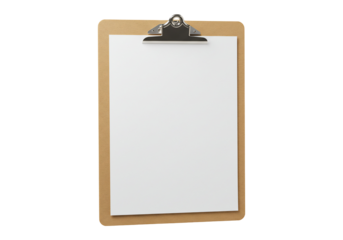 Clipboard with blank paper sheet ready for text or design template