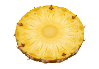 Pineapple slice fresh tropical fruit overhead still life