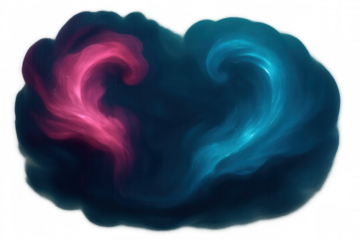 Cosmic heart nebula glowing with blue and pink hues, floating against transparent backdrop, symbolizing celestial romance and stellar beauty