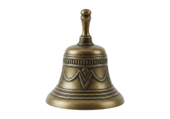 Bronze metallic handbell isolated against plain background