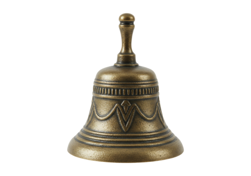 Bronze metallic handbell isolated against plain background