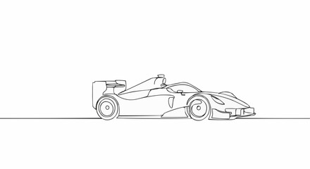Obraz premium A sleek race car captured in a clean, minimalist line drawing.