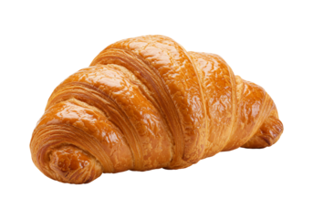 Golden brown croissant baked pastry delight eye level food photography