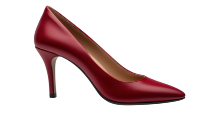 This striking red high heel pump features a glossy finish and pointed toe, ideal for enhancing any formal outfit