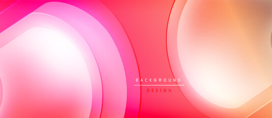 Abstract pink, orange layers create dynamic background. Smooth gradients, curved shapes suggest modern design elements. Minimalist aesthetic.