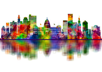 Obraz premium Jackson Mississippi skyline. Cityscape Skyscraper Buildings Landscape City Downtown Art