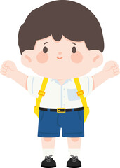 Cartoon Illustration of a Boy Student with Backpack