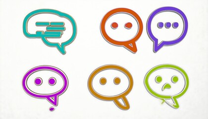 Colorful Chat Bubbles with Communication Icons.