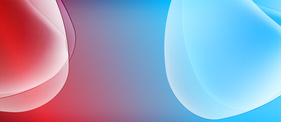 Abstract background features flowing red, blue shapes. Gradient transitions create smooth visual effect. Minimalist design, modern aesthetic.