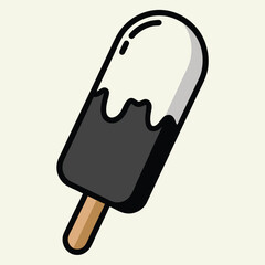 Isolated Stick Bar Ice Cream with Black Edges on a White Background Design