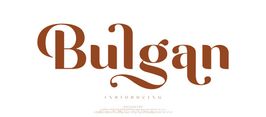 Bulgan  minimal luxury font alphabet logo. Typography beauty fashion elegant minimalist serif italic fonts decorative wedding vintage retro logos. vector illustration