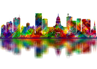 Obraz premium Madison Wisconsin Skyline. Cityscape Skyscraper Buildings Landscape City Downtown Abstract Art