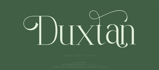 Obraz premium Duxtan Minimal luxury font alphabet logo. Typography beauty fashion elegant minimalist serif italic fonts decorative wedding vintage retro logos. vector illustration