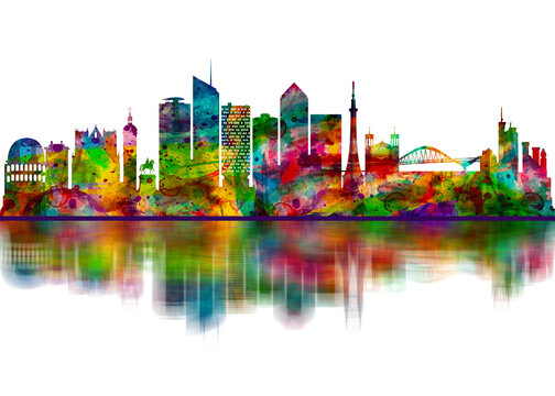 Lyon France Skyline. Cityscape Skyscraper Buildings Landscape City Downtown Abstract Art