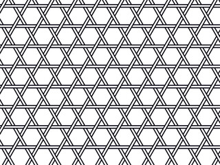 Kagome Japanese Hexagram Lattice Seamless Pattern – Monochrome