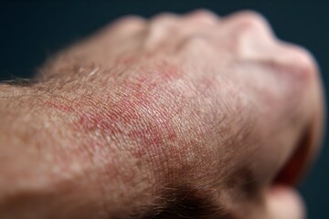 Close-up of irritated, reddened skin from recurrent friction and rubbing.