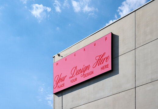 Blank storefront billboard Sign Mockup on Modern Building facade