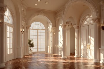 Obraz premium Elegant arches evoke timeless grace in a bright, serene studio ambiance.