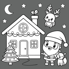 Winter Christmas composition in paper cut style .Merry Christmas text Calligraphic Lettering Vector illustration. Merry Christmas card. Winter holiday theme. Happy New Year. Christmas cartoon.