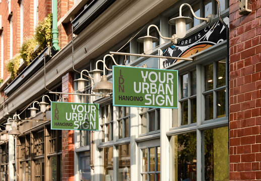 Urban storefront Signage Mockup in London