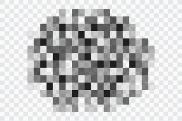 Pixel censor blur mosaic effect on transparent background. Pixelated texture bar. Privacy square content. 